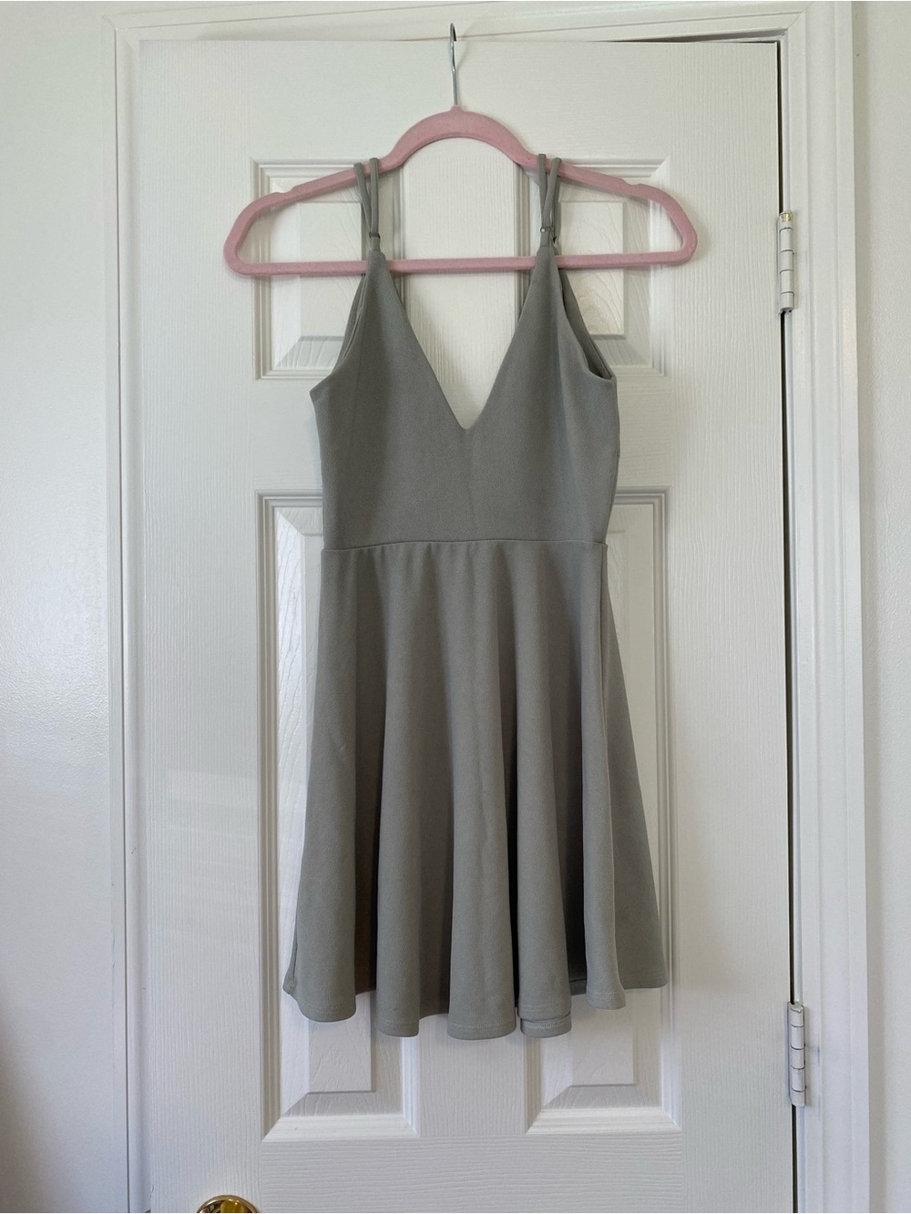 Tobi V-Neck Spaghetti Strap Skater Dress in Sage Green - Picture 2 of 2